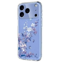 TECH CIRCLE for iPhone 16 Flexible TPU Case [6.6ft Military-Grade Drop Protection] [Anti Peel Off Tech] Clear Cute Butterfly Flower Floral Pattern TPU Bumper Slim Cover for Women Girls,A