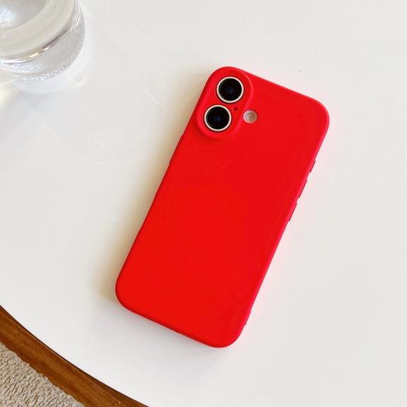 TECH CIRCLE for iPhone 16 Liquid Silicone Case, Minimalist Slim Soft Rubber Gel Solid Color Matte TPU Cute Case,Anti-Scratch Shockproof Girly Plain Aesthetic Design & Camera Cover,Red