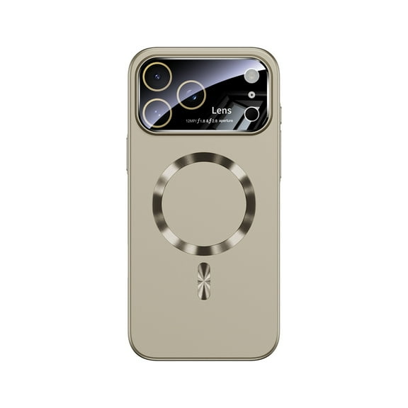 TECH CIRCLE for iPhone 16 Magnetic Acrylic Case with Glass Camera Lens Protector,Compatible with MagSafe,Large Window Logo View Slim Matte Drop Protection Shockproof Dust-Proof,Titanium