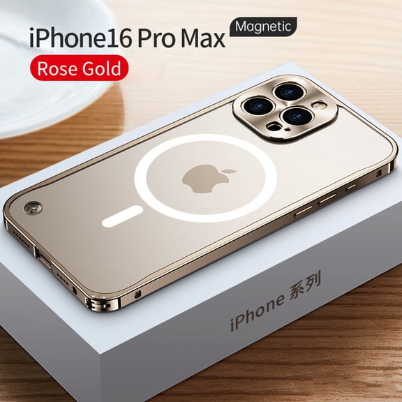TECH CIRCLE for iPhone 16 Magnetic Case,[Compatible with MagSafe] Slim Matte Translucent Aluminum Alloy Metal Frame,Military Drop&Camera Lens Protection Shockproof Cover,Gold
