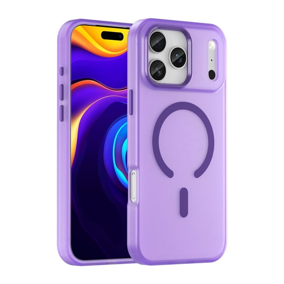 TECH CIRCLE For iPhone 16 PC+TPU Magnetic Case Anti-Scratch Slim Thin Translucent Military Grade Drop Protection Shockproof Wireless Charging Non-Slip Matte Anti-Fingerprint Cover,Purple