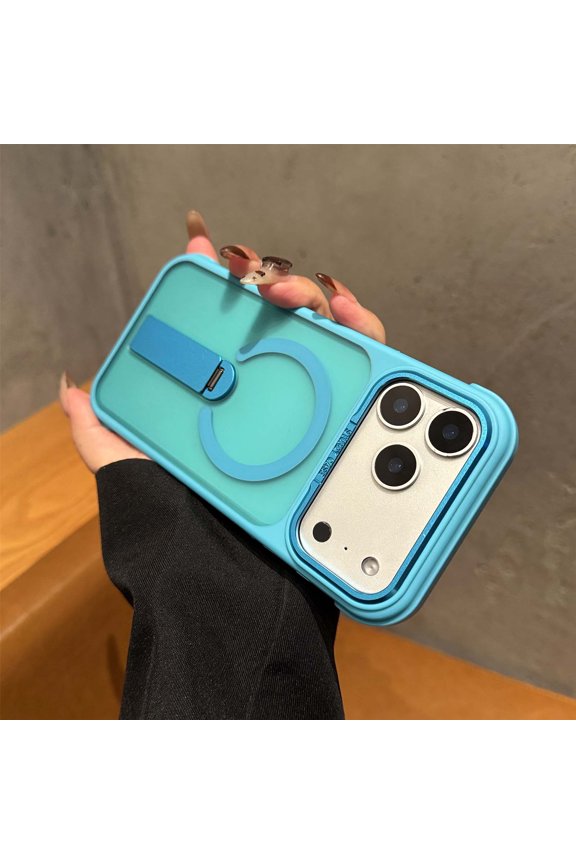 TECH CIRCLE For iPhone 16 Plus (6.7") Magnetic Clear Phone Case with Kickstand, Compatible with MagSafe, Slim Fits, Lightweight, Anti Scratch Shockproof Protective Cover, Cyan