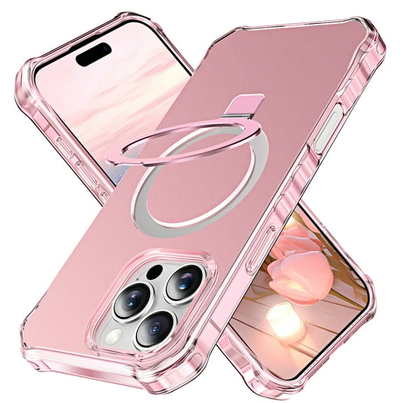 TECH CIRCLE for iPhone 16 Plus Case (6.7 Inch) 2024, Lightweight Slim Solid Case with Hidden Kickstand, Compatible with MagSafe & Magnetic Accessories, Protective Thin Cute Back Cover Case, Pink