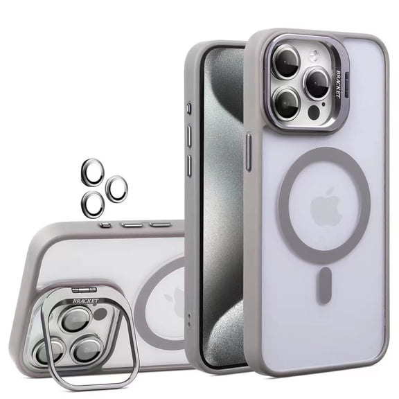 TECH CIRCLE for iPhone 16 Plus Case, Military Grade Drop Protection Compatible with MagSafe Stash Stand Camera Lens Protector Magnetic Phone Case for Apple iPhone 16 Plus 6.7" 2024,Gray