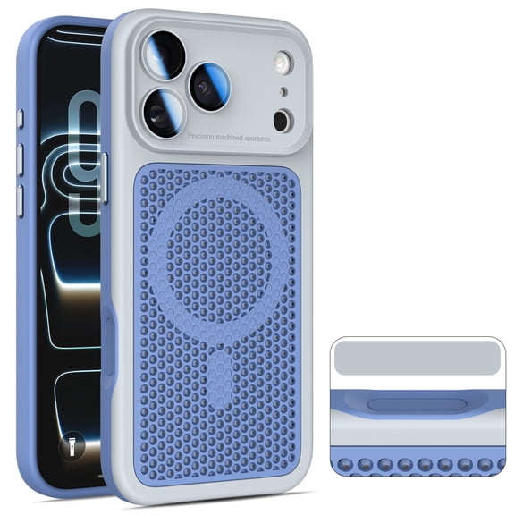 TECH CIRCLE for iPhone 16 Plus Case, Perforated Mesh-Style Back, Built-in Magnetic Ring, Camera Lens Protector, Compatible with MagSafe, Heat Dissipation Lightweight Slim Basic Case, Gray