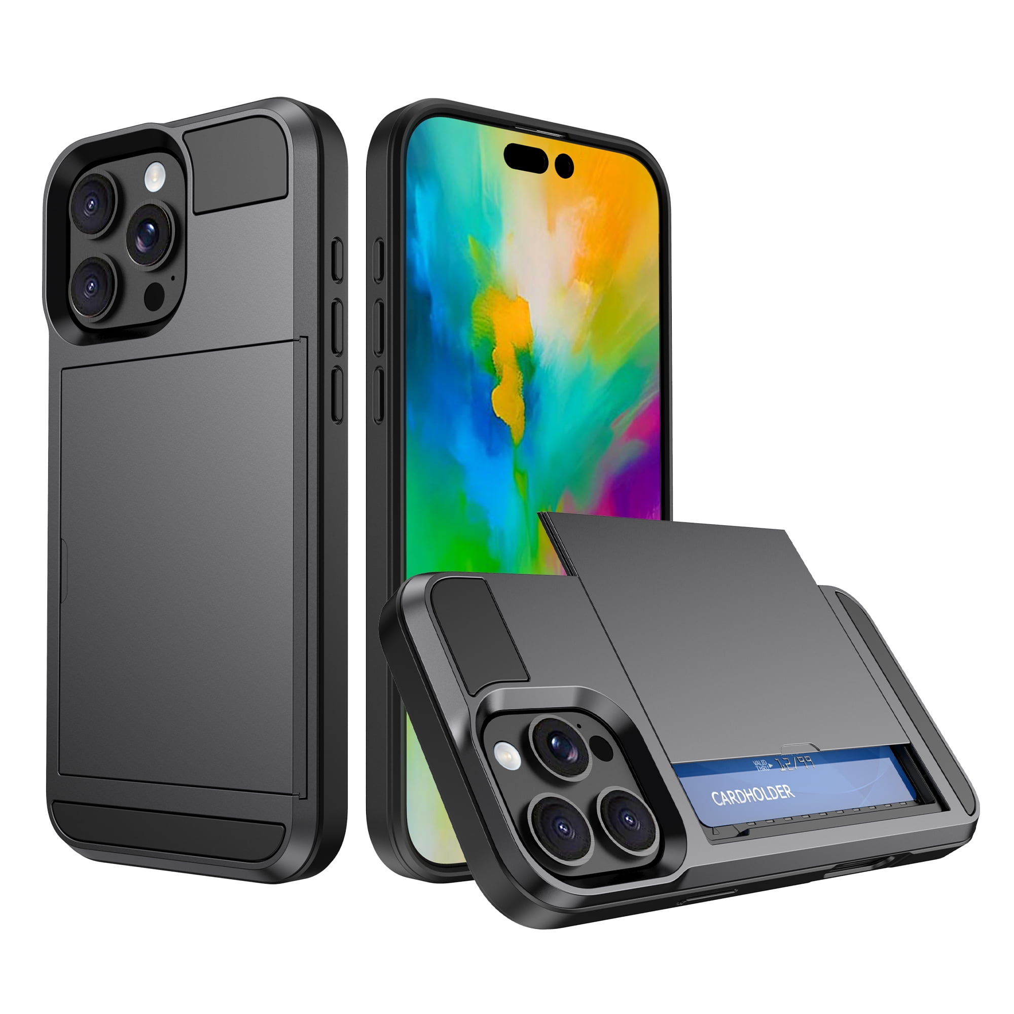 Rubber Pc Case TECH CIRCLE for iPhone 16 Pro 2-Card Holder Wallet Case, Shockproof ...