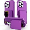 thumbnail image 1 of TECH CIRCLE for iPhone 16 Pro (2024 Release) 6.3" Rugged Plastic Case with Built-in Card Holder Slot (Up to 5 Cards), Built-in Makeup Mirror, Lightweight Shockproof Wallet Phone Cover, Darkpurple, 1 of 7