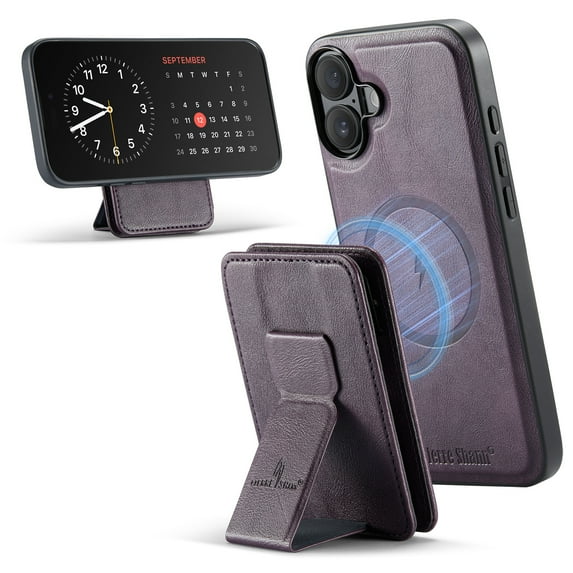 TECH CIRCLE for iPhone 16 Pro Case 6.3" 2024, Magnetic Phone Case with Removable Wallet & Hidden Kickstand, RFID Blocking Card Slots, Compatible with MagSafe, PU Leather Protective Cover, Purple