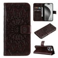 thumbnail image 1 of TECH CIRCLE for iPhone 16 Pro Case 6.3" 2024, PU Leather Flip Wallet Case with Stand Function, Built-in Card Slots & Cash Pocket, Lightweight Protective Slim Cute Flower Cover with Lanyard, Brown, 1 of 8