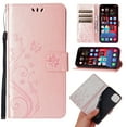 thumbnail image 1 of TECH CIRCLE for iPhone 16 Pro Case 6.3" 2024 - PU Leather Flip Wallet Phone Case with Credit Card Holder Slots & Stand Function, Lightweight Slim Thin Cute Butterfly Cover with Lanyard, Rosegold, 1 of 7