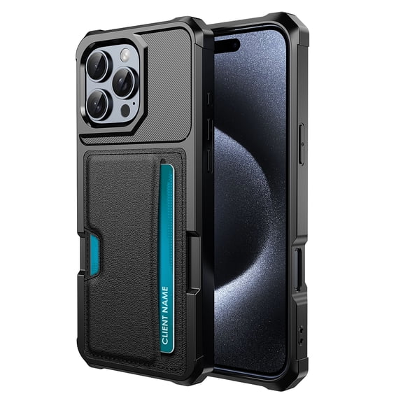 TECH CIRCLE for iPhone 16 Pro Case 6.3" (2024), Shockproof Sturdy Basic Case with Built-in Credit Card Holder Slot, Compatible with Magnetic Car Mount, Slim Fit Lightweight Protective Cover, Black