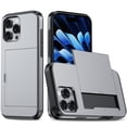 thumbnail image 1 of TECH CIRCLE for iPhone 16 Pro Case 6.3 Inch (2024 Release), Hard Plastic Shell Back Cover Case with Hidden Sliding Card Holder, Slim Fit Thin Lightweight, Protective Solid Color Case, Gray, 1 of 6