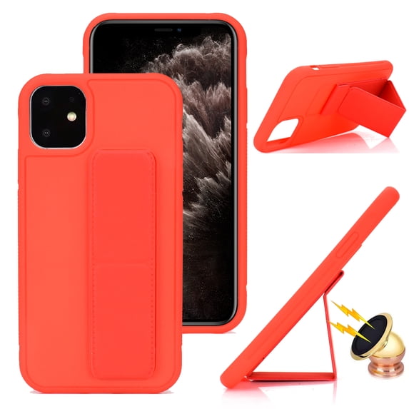TECH CIRCLE for iPhone 16 Pro Case 6.3 Inch (2024 Release), Slim Thin Lightweight Back Cover Case with Kickstand, Protective Fashion Solid Color Cute Case for Women Men, Red