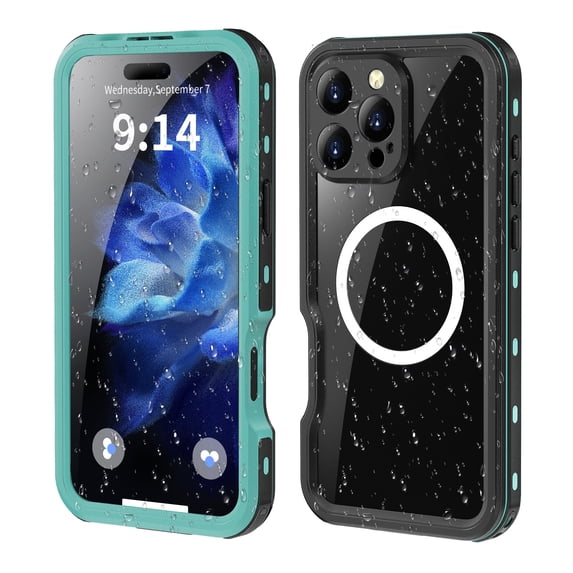 TECH CIRCLE for iPhone 16 Pro Magnetic Case Waterproof IP68 Built-in Screen & Lens Protector Fit for MagSafe 360°Full Body Shockproof Heavy Duty Protective Case for iPhone 16 Pro, Grassblue