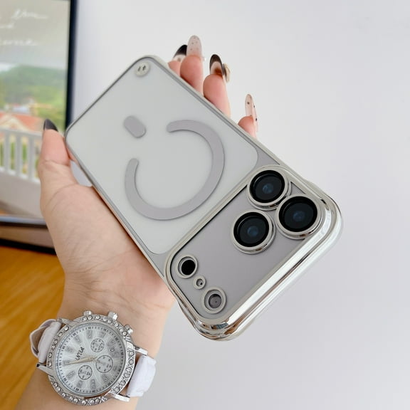 TECH CIRCLE for iPhone 16 Pro Magnetic Slim Hard PC Case Compatible with MagSafe,Clear Matte Ultra-Thin Bumper Frameless with Finger Loop Full Camera Protection for Women Men,Qi,Silver