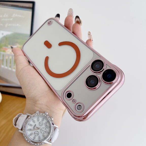 TECH CIRCLE for iPhone 16 Pro Magnetic Slim Hard PC Case Compatible with MagSafe,Clear Matte Ultra-Thin Bumper Frameless with Finger Loop Full Camera Protection for Women Men,Qi,Pink