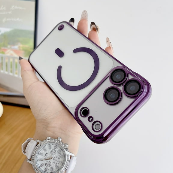 TECH CIRCLE for iPhone 16 Pro Magnetic Slim Hard PC Case Compatible with MagSafe,Clear Matte Ultra-Thin Bumper Frameless with Finger Loop Full Camera Protection for Women Men,Qi,Purple