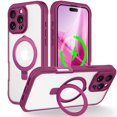 thumbnail image 1 of TECH CIRCLE for iPhone 16 Pro Max Case 6.9" 2024, Clear Back Magnetic Phone Case with Hidden Kickstand, Built-in Screen Protector, Compatible with MagSafe, Protective Lightweight Slim Cute Case, Rose, 1 of 6