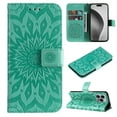 thumbnail image 1 of TECH CIRCLE for iPhone 16 Pro Max Case 6.9" 2024, PU Leather Flip Wallet Case with Stand Function, Built-in Card Slots & Cash Pocket, Lightweight Protective Slim Cute Flower Cover with Lanyard, Green, 1 of 8