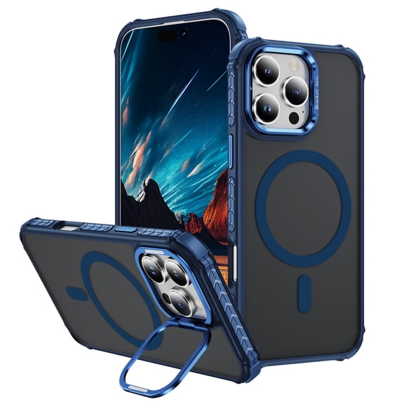 TECH CIRCLE for iPhone 16 Pro Max Case with Magnetic Lens Stand,Compatible with MagSafe,Slim Anti-Scratch Scratch-Resistant Shockproof Protective Magnetic Back Phone Case for iPhone 16 Pro Max,Blue
