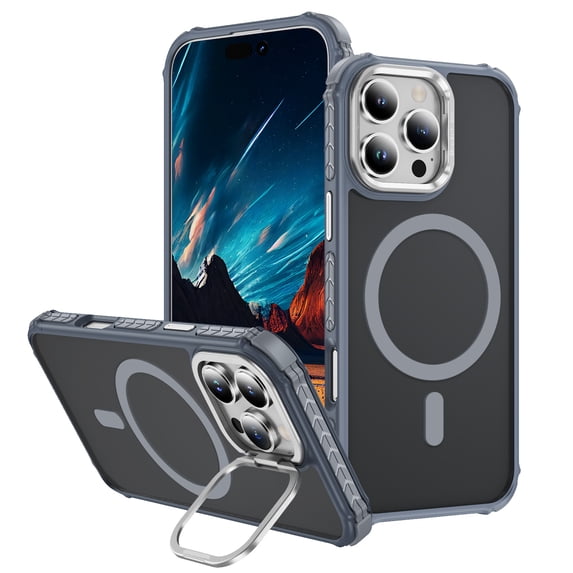 TECH CIRCLE for iPhone 16 Pro Max Case with Magnetic Lens Stand,Compatible with MagSafe,Slim Anti-Scratch Scratch-Resistant Shockproof Protective Magnetic Back Phone Case for iPhone 16 Pro Max,Gray