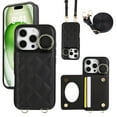 thumbnail image 1 of TECH CIRCLE for iPhone 16 Pro Max Case, Quilted PU Leather Double Magnetic Clasp Shockproof Cover with Card Holder Shoulder Strap Mirror Ring Stand Flip Wallet Case for iPhone 16 Pro Max 6.9",Black, 1 of 6