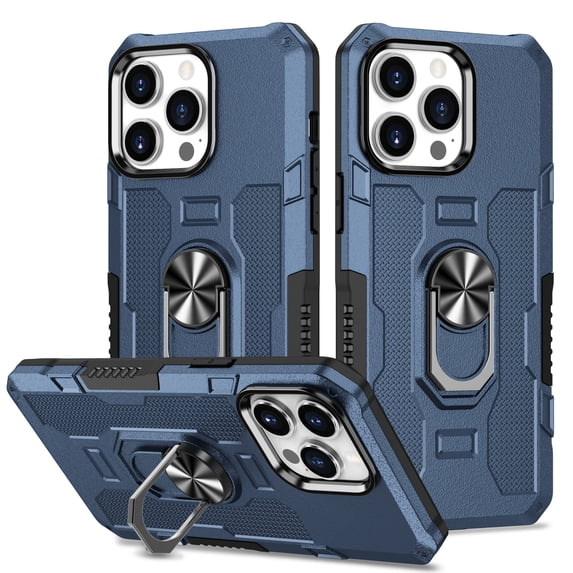 TECH CIRCLE for iPhone 16 Pro Max Case with Stand Ring Holder, Camera Protection Shockproof Protective Bumper Durable Hybrid Case Cover Support Car Mount Holder for iPhone 16 Pro Max 2024,Blue