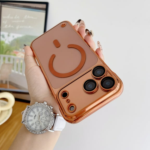 TECH CIRCLE for iPhone 16 Pro Max Magnetic Slim Hard PC Case Compatible with MagSafe,Clear Matte Ultra-Thin Bumper Frameless with Finger Loop Full Camera Protection for Women Men,Qi,Orange