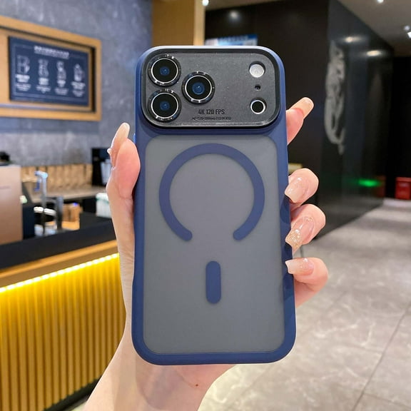 TECH CIRCLE for iPhone 16 Pro Max Magnetic Translucent Matte Case, [Compatible with Magsafe Wireless Charging] [Full Camera Protection] Shockproof Lightweight Anti-Scratch Protective Cover,Blue