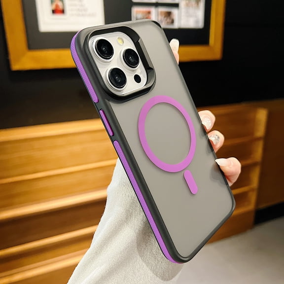 TECH CIRCLE for iPhone 16 Pro Max PC+TPU Bicolour Magnetic Case [Compatible with MagSafe Wireless Charging] Shockproof Translucent Hard Slim Non-Slip Heavy Duty Matte Anti-Fingerprint Cover,Purple