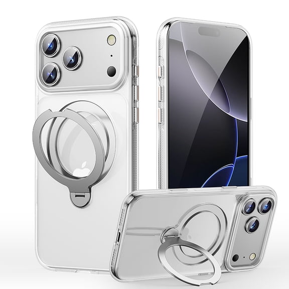 TECH CIRCLE For iPhone 16 Pro Max PC+TPU Case, Magnetic Ring Kickstand, Slim Translucent Matte Shockproof, Anti-Scratch,Anti-Fingerprint Lightweight Non-Slip Wireless Charging Cover,Clear