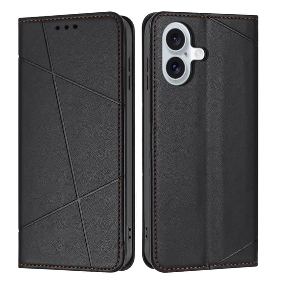 TECH CIRCLE for iPhone 16 Retro PU Leather Wallet Case Cover Flip Stand Anti-Scratch Case TPU Flip Case Book Style with Cash & Credit Card Slots Holder Shockproof Cover,Black