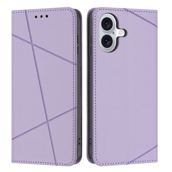 TECH CIRCLE for iPhone 16 Retro PU Leather Wallet Case Cover Flip Stand Anti-Scratch Case TPU Flip Case Book Style with Cash & Credit Card Slots Holder Shockproof Cover,Purple