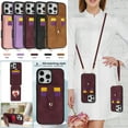 thumbnail image 1 of TECH CIRCLE for iPhone 16 Wallet Case 6.1" 2024 Release, PU Leather Back Cover Case with Stand Function, Built-in Card Slots & Mirror, Portable Lightweight Case with Shoulder Strap & Lanyard, Winered, 1 of 10