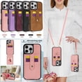 thumbnail image 1 of TECH CIRCLE for iPhone 16 Wallet Case 6.1" 2024 Release, PU Leather Back Cover Case with Stand Function, Built-in Card Slots & Mirror, Portable Lightweight Case with Shoulder Strap & Lanyard, Pink, 1 of 10