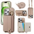 thumbnail image 1 of TECH CIRCLE for iPhone 16 Wallet Case with Card Holder, Lanyard Wrist Strap Loop Holder Kickstand RFID Blocking Finger Grip Ring PU Leather Shockproof Cover for iPhone 16 6.1",Khaki, 1 of 8