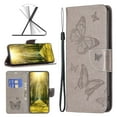 thumbnail image 1 of TECH CIRCLE iPhone 16 Wallet Case,Embossed Butterfly PU Leather Credit Card Holder Slots Full Body Protection Kickstand Flip Folio Shockproof TPU Phone Cover for Apple iPhone 16,Gray, 1 of 6