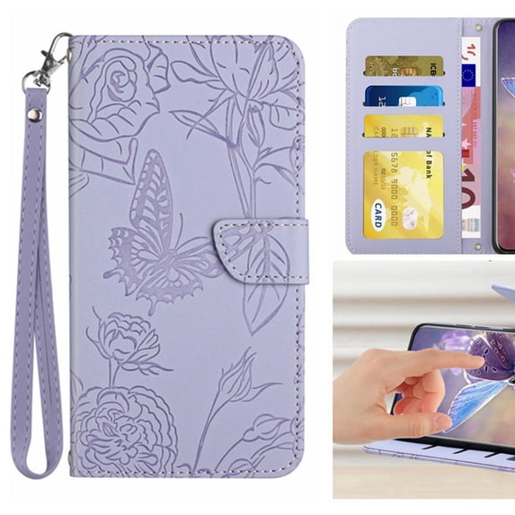 TECH CIRCLE for iPhone 16 Wallet Case for Women,PU Leather Magnetic Snap Shoulder Wrist Strap Card Holder Wallet Flip Folio Protective Stand Cover for Apple iPhone 16 2024,Lightpurple