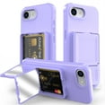 thumbnail image 1 of TECH CIRCLE for iPhone 16e (2025 Release) 6.1" Rugged Plastic Case with Built-in Mirror/Card Holder Slot, Slim Fit Lightweight Shockproof Wallet Phone Cover for Women Men, Purple, 1 of 4