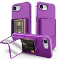 thumbnail image 1 of TECH CIRCLE for iPhone 16e (2025 Release) 6.1" Rugged Plastic Case with Built-in Mirror/Card Holder Slot, Slim Fit Lightweight Shockproof Wallet Phone Cover for Women Men, Darkpurple, 1 of 7