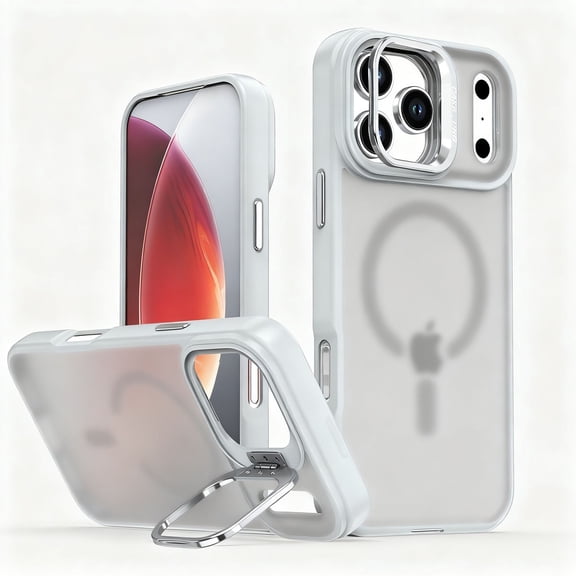 TECH CIRCLE For iPhone 16e (6.1") Magnetic Matte Translucent Case with Kickstand, Compatible with MagSafe Charging, Anti-Scratch, Shock-Absorbent, Protective, Lightweight, Slim, Gray