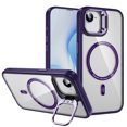 thumbnail image 1 of TECH CIRCLE For iPhone 16e Clear Phone Case 6.1" 2025 with Magnetic Ring and Hidden Foldable Kickstand, Compatible with MagSafe, Slim Lightweiht Protective Transparent Back Cover Case, Dark Purple, 1 of 8