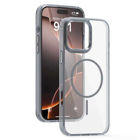 TECH CIRCLE For iPhone 16e Clear Phone Case 6.1" 2025 Model with Magnetic Ring, Compatible with MagSafe Accessories, Hard Transparent Back, Slim Lightweiht Protective Cover For Women Men, Gray