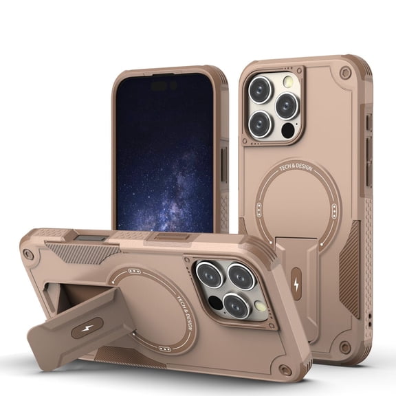 TECH CIRCLE for iPhone 16e Magnetic Armor Hybrid Case with Invisible Stand [Compatible with MagSafe] Military Grade Rugged Protection Heavy Duty Shockproof Case for Wamen Men,Desert