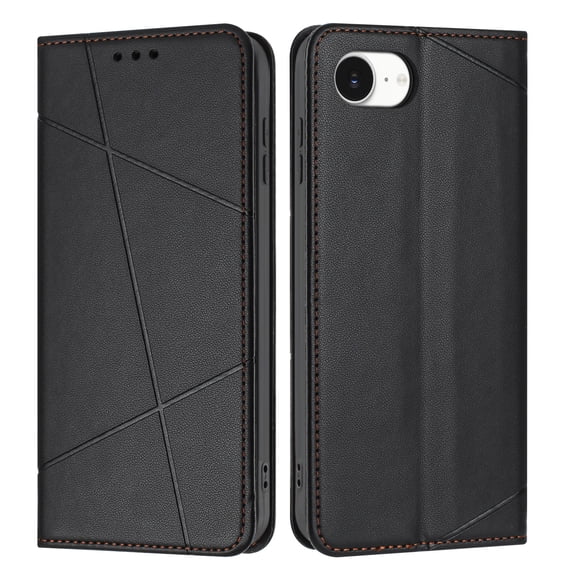 TECH CIRCLE for iPhone 16e Retro PU Leather Wallet Case Cover Flip Stand Anti-Scratch Case TPU Flip Case Book Style with Cash & Credit Card Slots Holder Shockproof Cover,Black