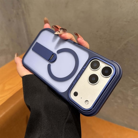 TECH CIRCLE For iPhone 17 (6.3") Magnetic Clear Phone Case with Kickstand, Compatible with MagSafe, Slim Fits, Lightweight, Anti Scratch Shockproof Protective Cover, Darkblue
