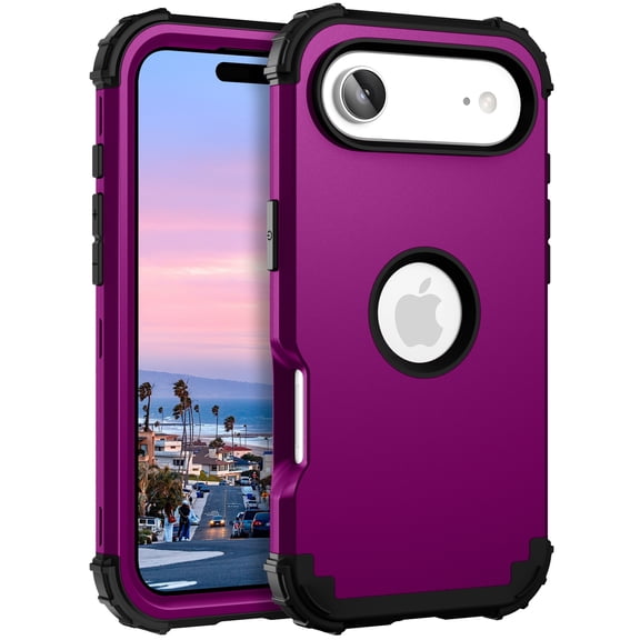 TECH CIRCLE for iPhone 17 Air Slim Soft Rubber Armor Case,Three Layer Heavy Duty Shockproof Protection Hard Plastic Bumper + Soft Silicone Rubber Hybrid Protective Cover,Purple