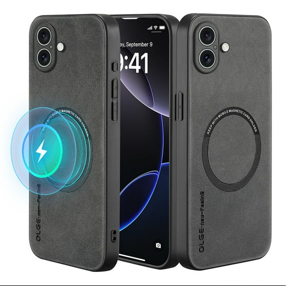 TECH CIRCLE for iPhone 17 Case Compatible with Magsafe, TPU and Suede PU Leather Case, Anti-Vibration Anti-Slip Shockproof Ultralight Luxury Cover for iPhone 17 5G Women Men,Gray