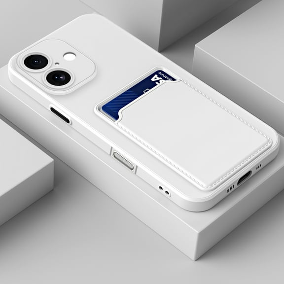 TECH CIRCLE for iPhone 17 Frosted TPU Wallet Case with Card Holder Soft Liquid Silicone Cover [Microfiber Lining] Full Camera Protection Lightweight Shockproof Slim for Women Men,White