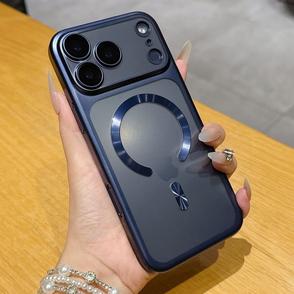 TECH CIRCLE For iPhone 17 Hard PC Magnetic Case Matte Shockproof, Anti-Scratch, Wireless Charging, Soft Electroplated Lightweight Cover Wireless Charging Camera Lens Protector,Blue